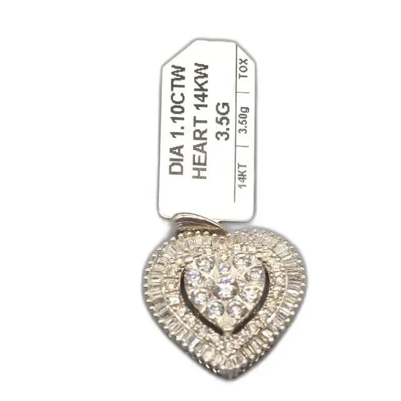 14KT WHITE GOLD 3.50G DIAMOND 1.10CTW HEART PENDANT(155566-3)